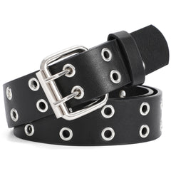 Kids Double Grommet Pu Leather Studded Holes Belt