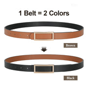 JASGOOD 2 Color In 1 Belt Chic Style Women Leather Belt With Reversible Zinc Alloy Buckle