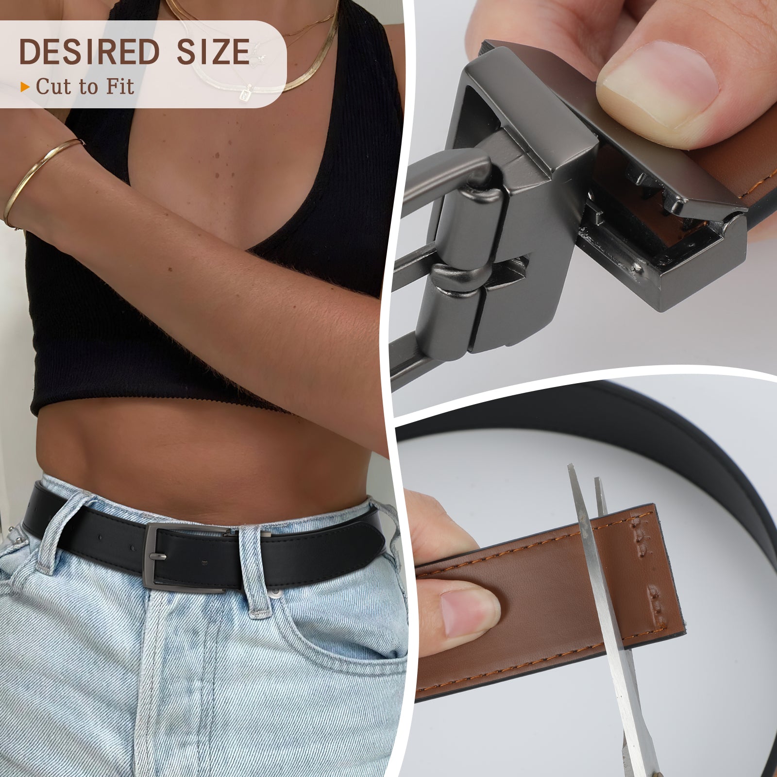 Men Women Comfortable Casual Leather Classic Reversible Belt - JASGOOD OFFICIAL