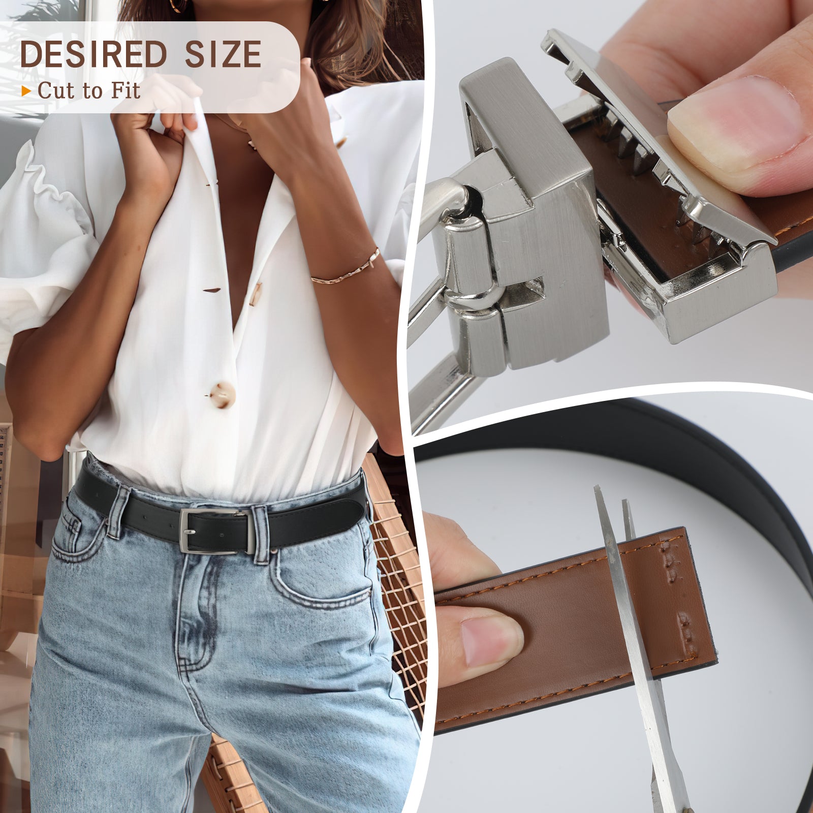 Men Women Comfortable Casual Leather Classic Reversible Belt - JASGOOD OFFICIAL