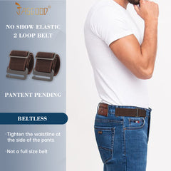 JASGOOD No Show Elastic 2 Loops Belt for Men,No Buckle Stretch Side Belt Pant Waist Tightener for Jeans