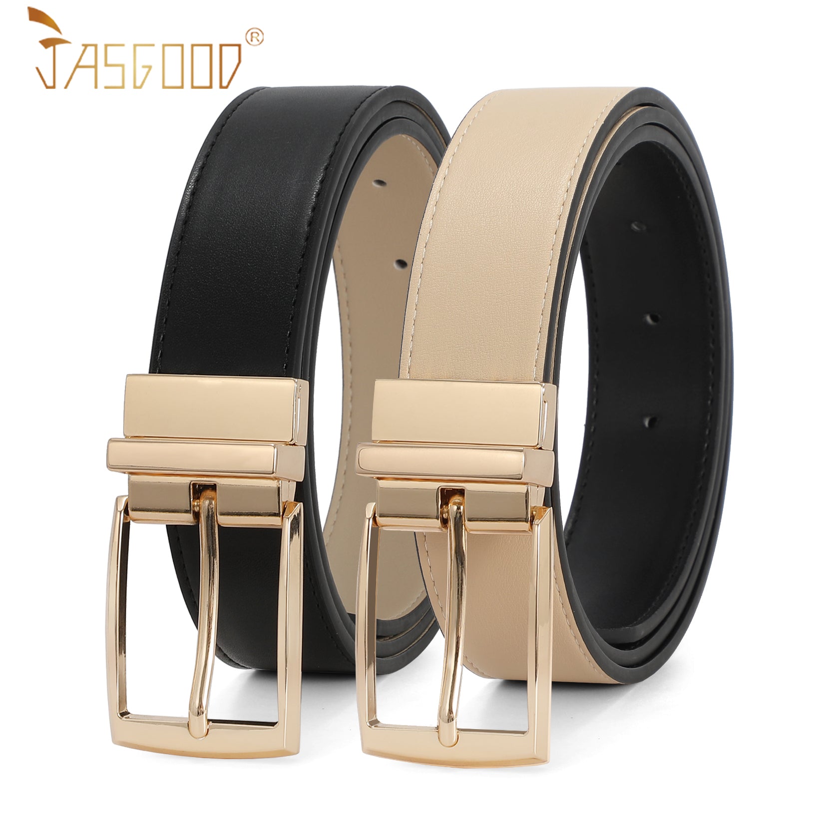 Men Women Comfortable Casual Leather Classic Reversible Belt - JASGOOD OFFICIAL