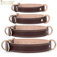Super Soft Brown Leather Dog Collar With Strong Metal Buckle