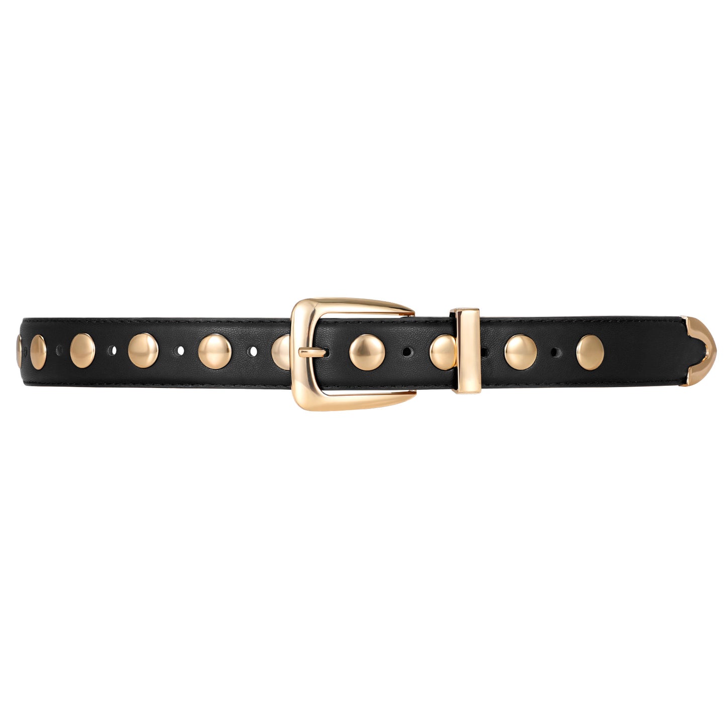JASGOOD Women Leather Belt Fashion Studded Belt Ladies Punk Belt Vintage Leather Belt for Jeans Dress
