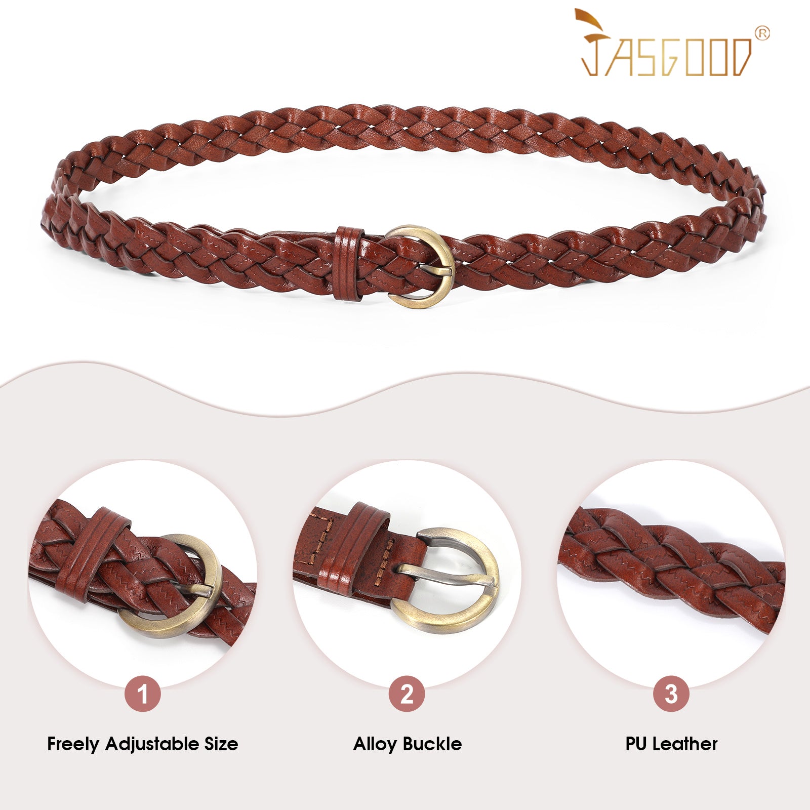 Women Leather Belt Skinny Dress Belt With Gold Buckle