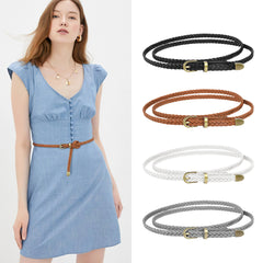 Women 4packs Skinny Woven Waist Belts For Jeans Pants Dress