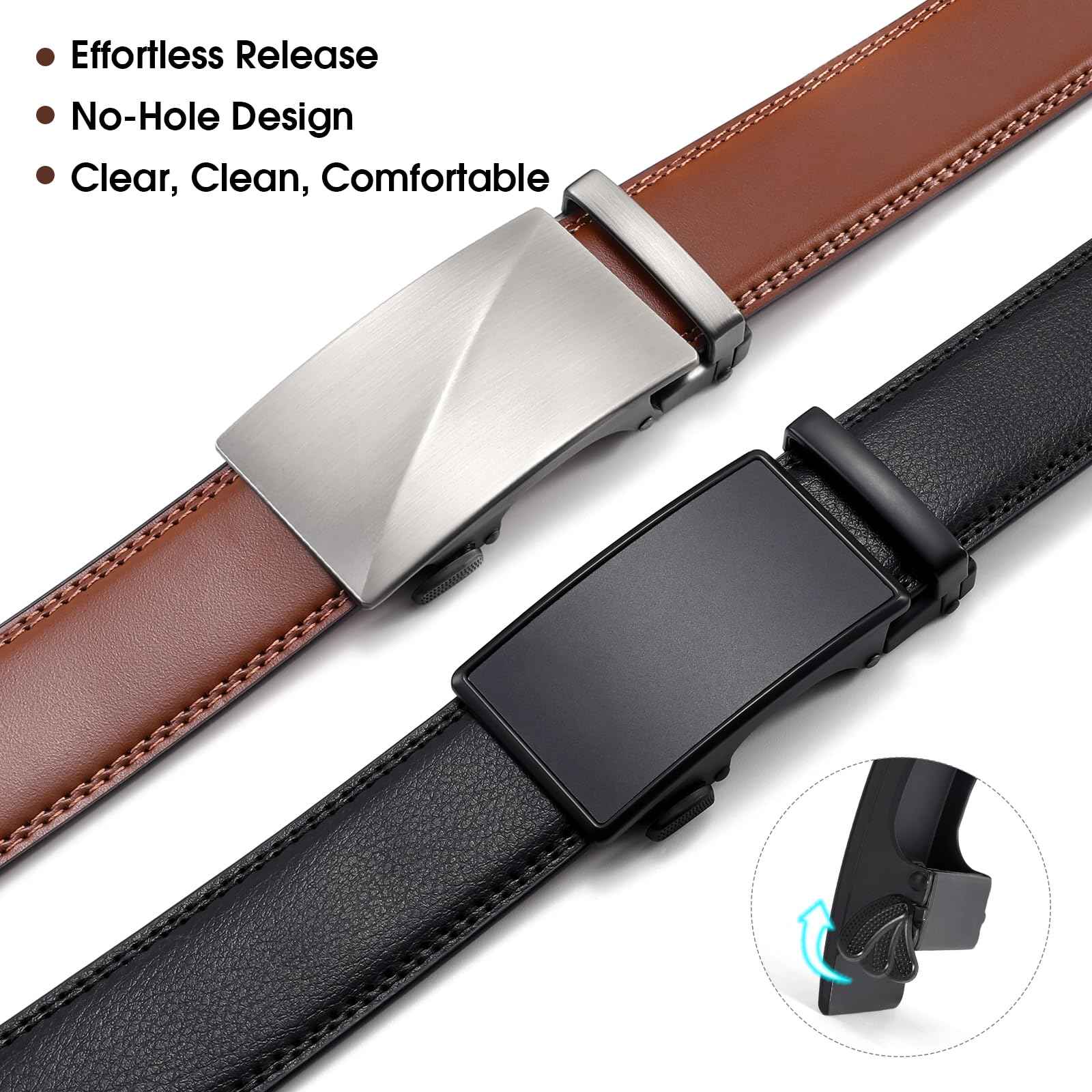 Adjustable Click Slide Ratchet Belts for Men