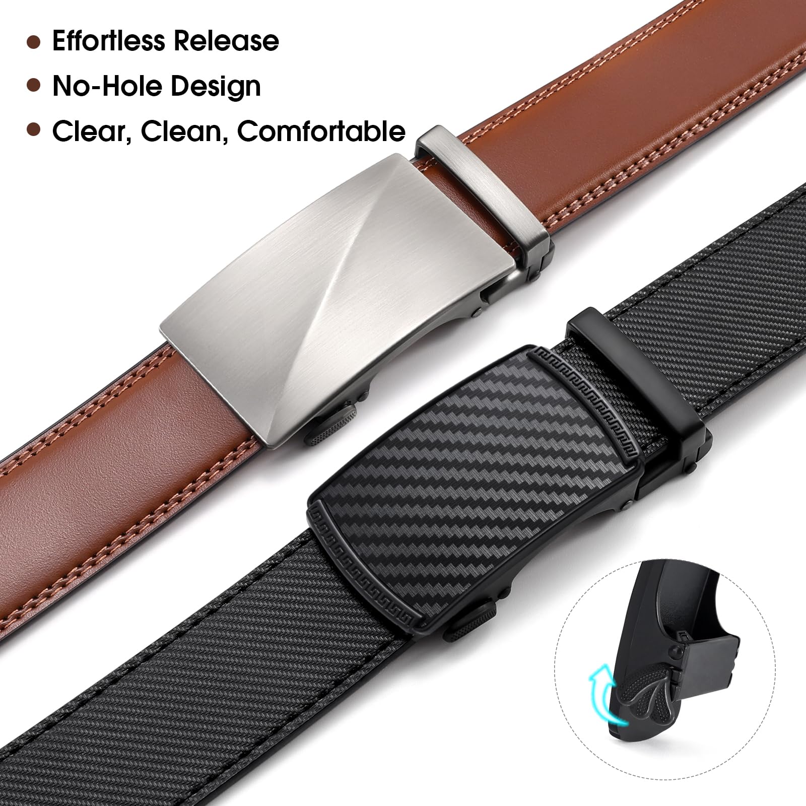 Adjustable Click Slide Ratchet Belts for Men
