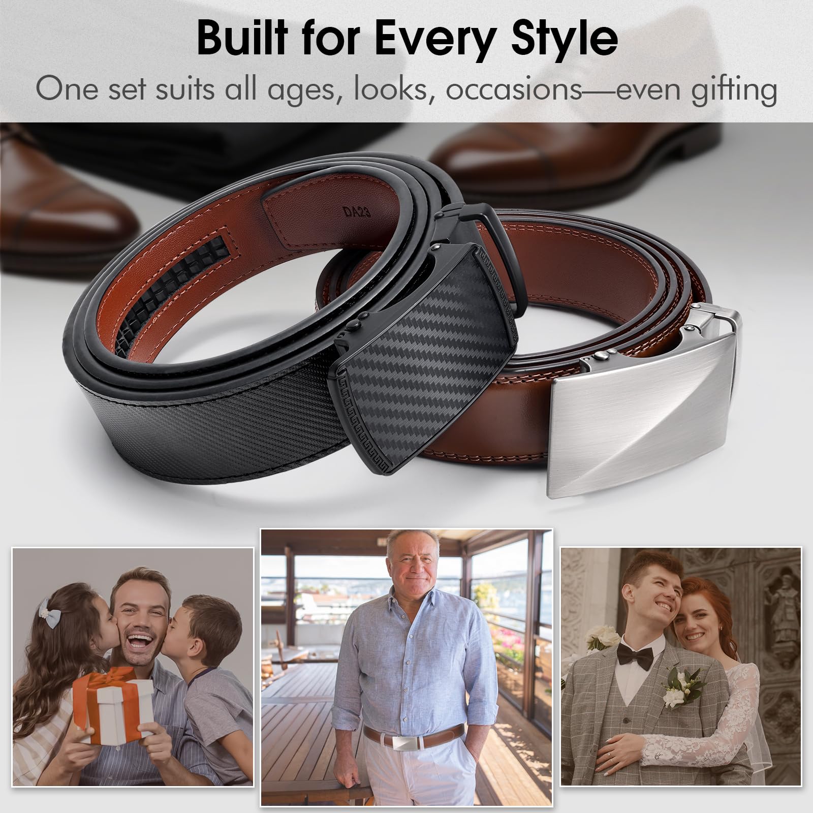 Adjustable Click Slide Ratchet Belts for Men