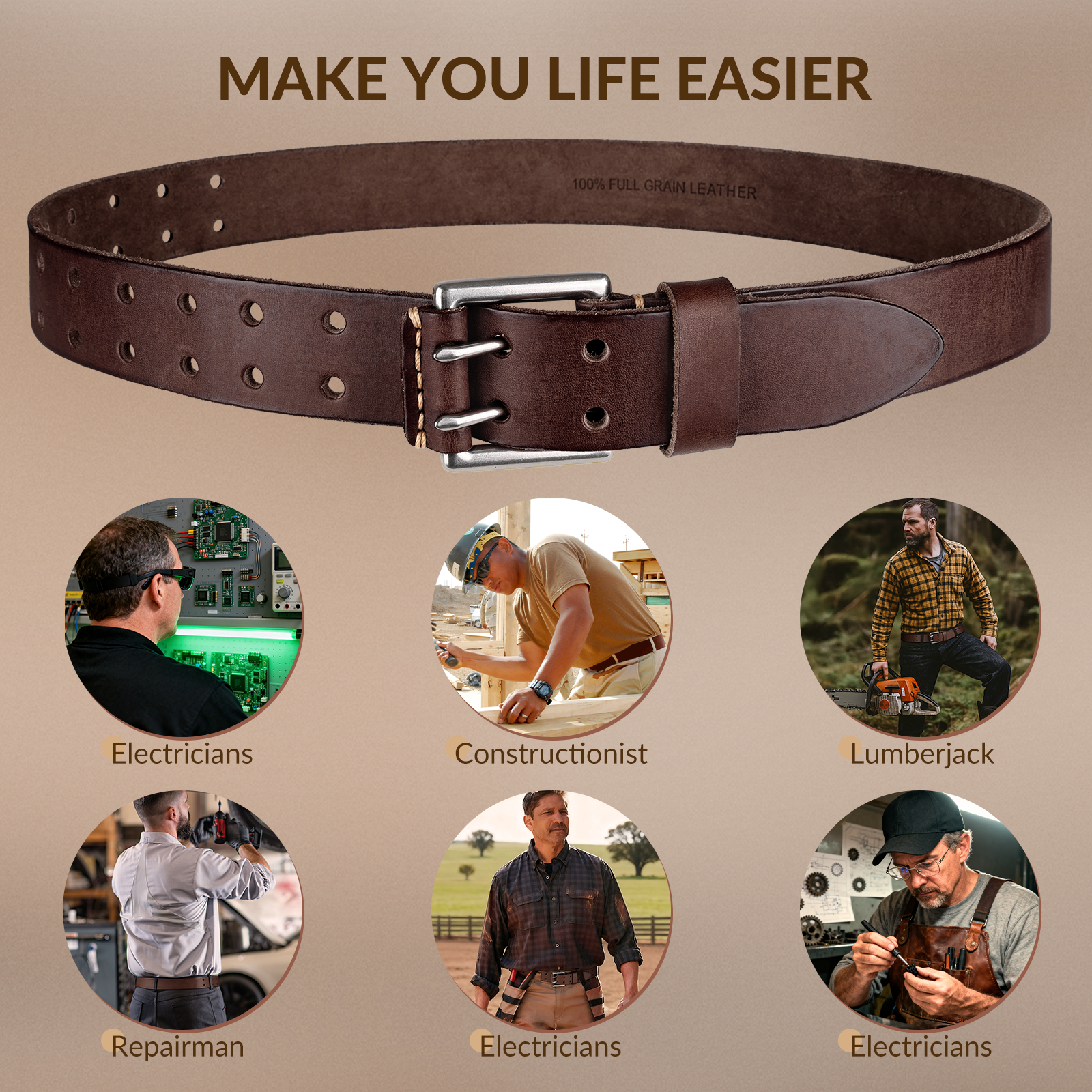 Full Grain Heavy Duty Work Leather Belt