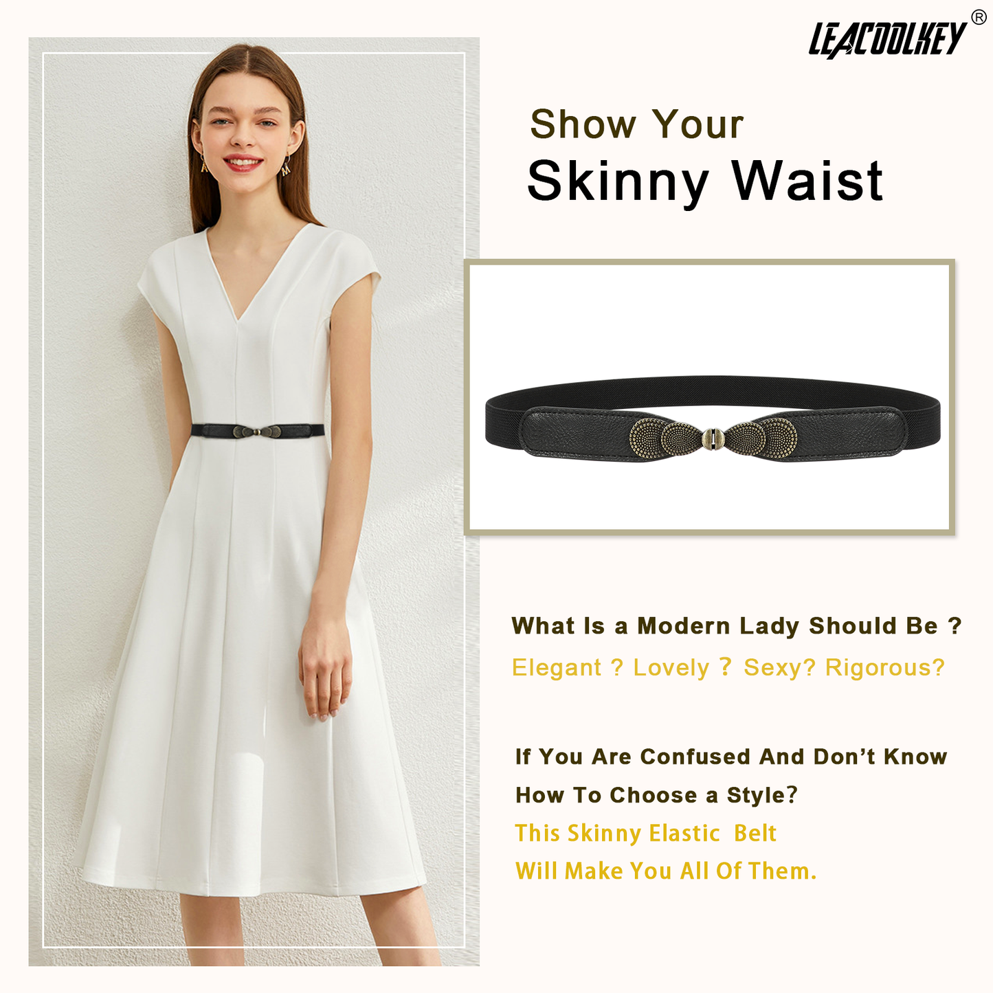 Skinny Elastic Waist Belt Stretch Cinch Belt Thin Belt