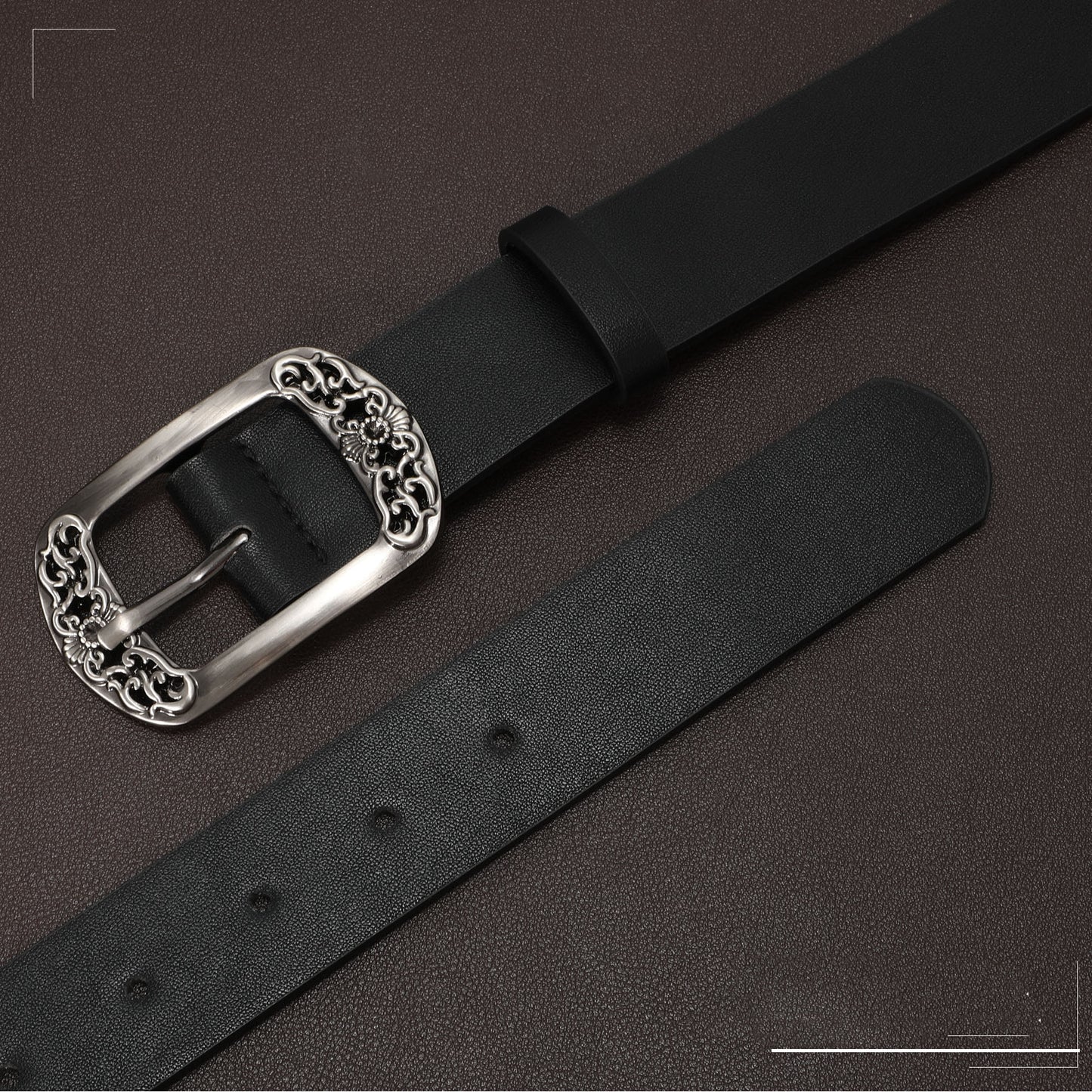 JASGOOD 1 Pack Vintage Style Faux Leather Zinc Alloy Pin Buckle Women Belt For Jeans