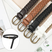 2Packs JASGOOD Women Braided Leather Belts Skinny Woven Belt for Dresses Jeans Pants