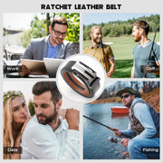 JASGOOD 1 Pack Black Automatic Ratchet Split Genuine Leather Men Dress Belt
