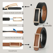 JASGOOD 2 Color In 1 Belt Chic Style Women Leather Belt With Reversible Zinc Alloy Buckle