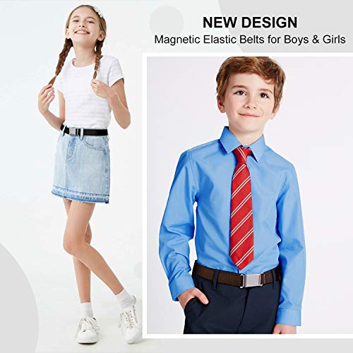 JASGOOD Kids Adjustable Magnetic Belt Boys Girls Elastic Belt with Easy Magnetic Buckle for Back to School Girls