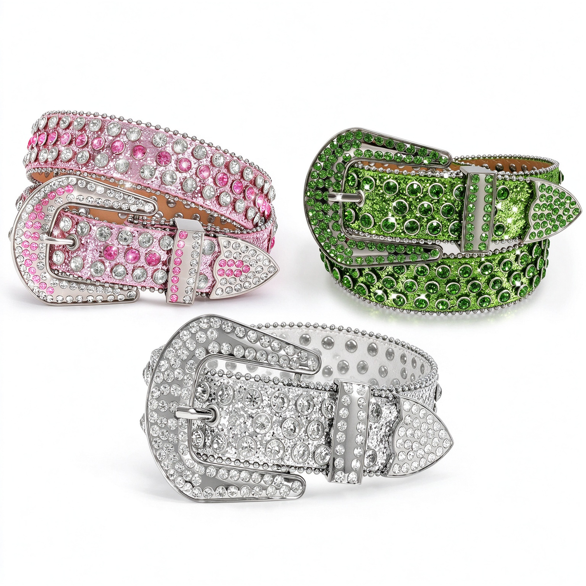 Studded Rhinestone Leather Belt - JASGOOD OFFICIAL