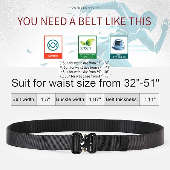 Tactical Heavy Duty Belt Sansths Men Military Webbing Belt 1.5ââ‚?Quick-Release Riggers Web Belt with Metal Buckle - JASGOOD OFFICIAL