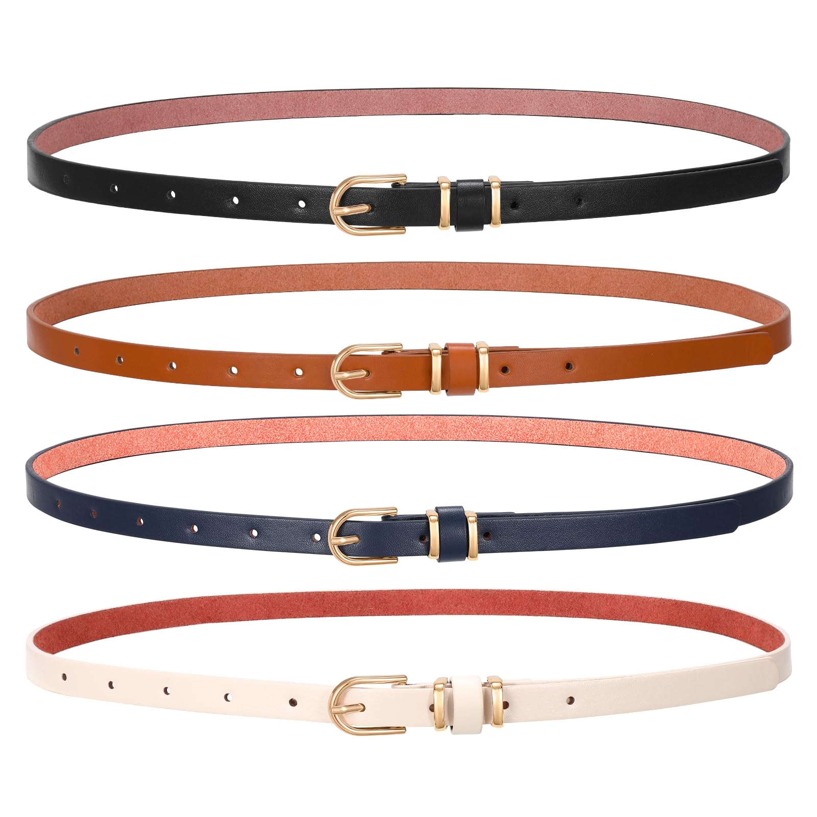 4-Pack Skinny Leather Belt