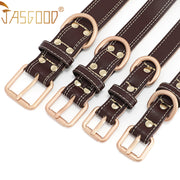 Super Soft Brown Leather Dog Collar With Strong Metal Buckle