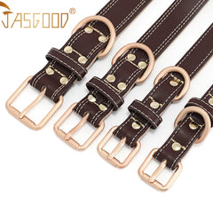 Super Soft Brown Leather Dog Collar With Strong Metal Buckle