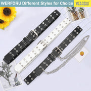 Kids Double Grommet Pu Leather Studded Holes Belt