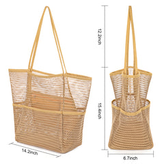 Women Mesh Beach Tote Shoulder Handbag Large Hobo Bags