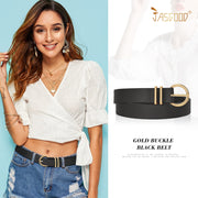 JASGOOD Leather Belts for Women Jeans Dresses Fashion Ladies White Belt