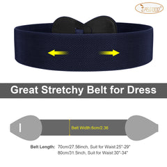 Lady Interlock Buckle 8-shaped Faux Leather Elastic Belt