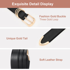 JASGOOD Women's Skinny PU Leather Belt Solid Color Thin Waist Belt with Gold Buckle for Jeans Pants 1/2 Width