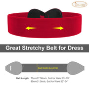 Lady Interlock Buckle 8-shaped Faux Leather Elastic Belt