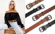 JASGOOD 1 Pack Vintage Snake Pattern Design Faux Leather Zinc Alloy Pin Buckle Women Belt For Jeans