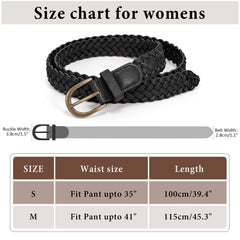 2Packs JASGOOD Women Braided Leather Belts Skinny Woven Belt for Dresses Jeans Pants