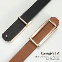 JASGOOD 2 Color In 1 Belt Chic Style Women Leather Belt With Reversible Zinc Alloy Buckle