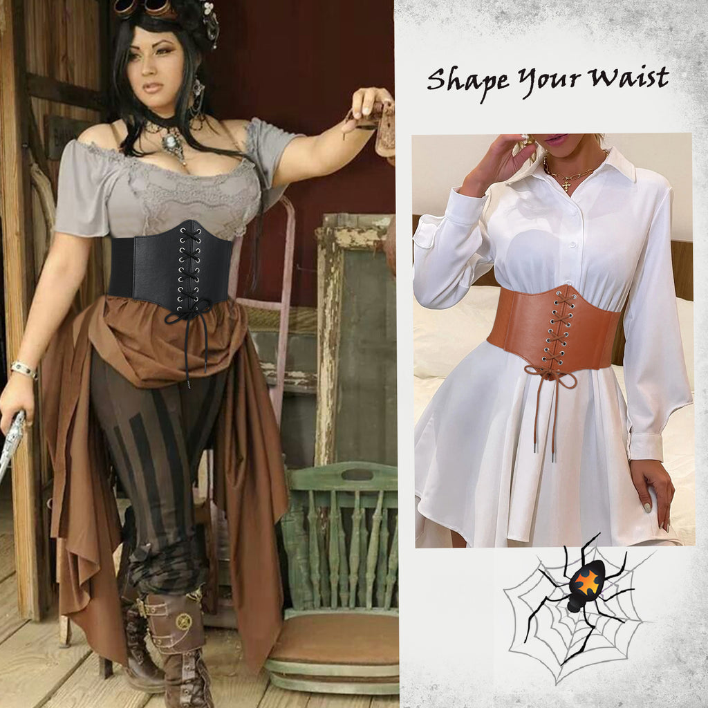 Halloween Women’s Elastic Costume Waist Belt Lace-up Tied Waspie Corset Belts for Women by JASGOOD - JASGOOD OFFICIAL