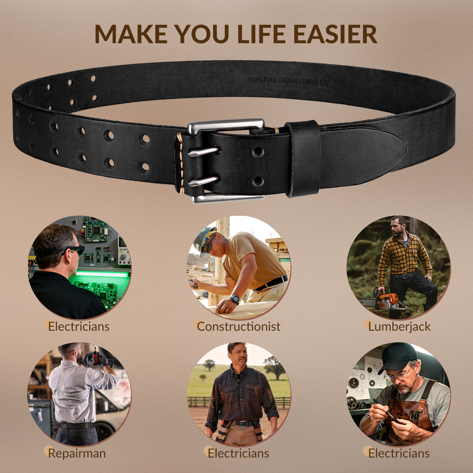 Full Grain Heavy Duty Work Leather Belt