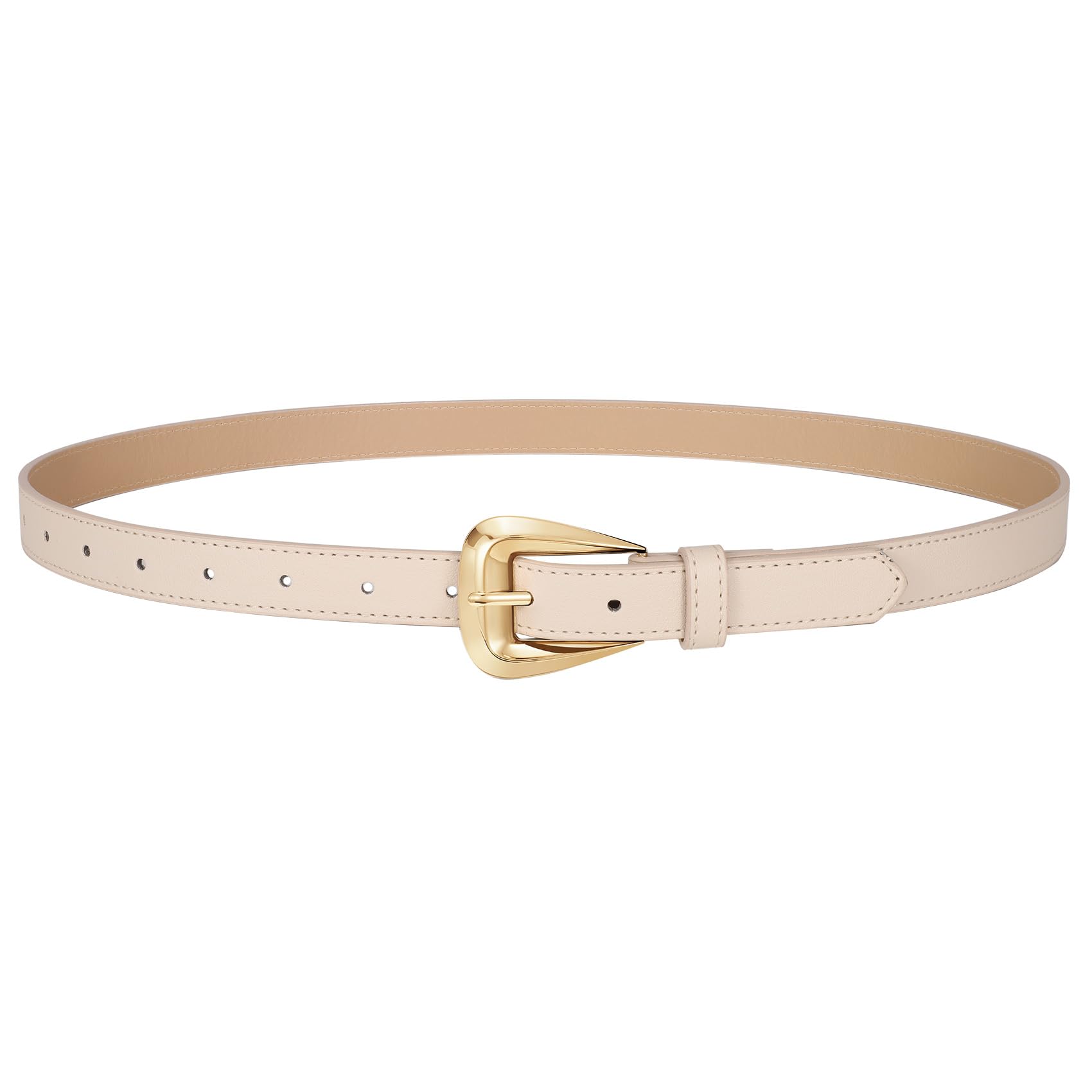 JASGOOD Women Leather Belts for Jeans Pants Soft Leather Waist Belt for Ladies Vintage Belt with Gold Buckle 0.9" Width