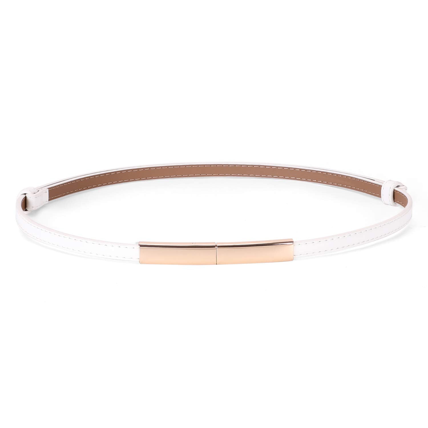 JASGOOD Women's Skinny Leather Belt Patent Ladies Thin Waist Belt for Dress with Metal Buckle