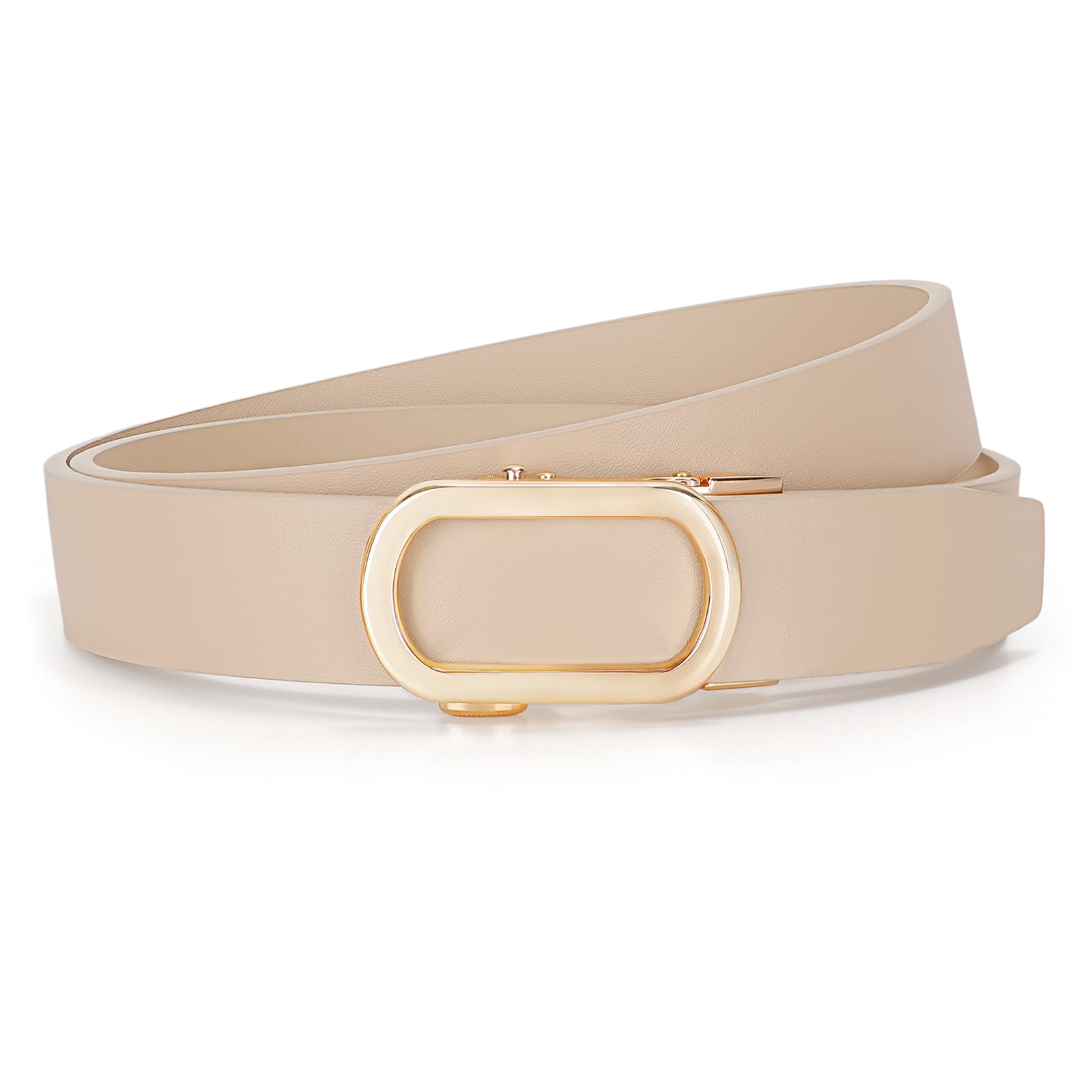 JASGOOD Women Leather Ratchet Belt for Jeans Pants Dresses Adjustable Belt with Automatic Sliding Buckle, Width 1.2" - JASGOOD OFFICIAL