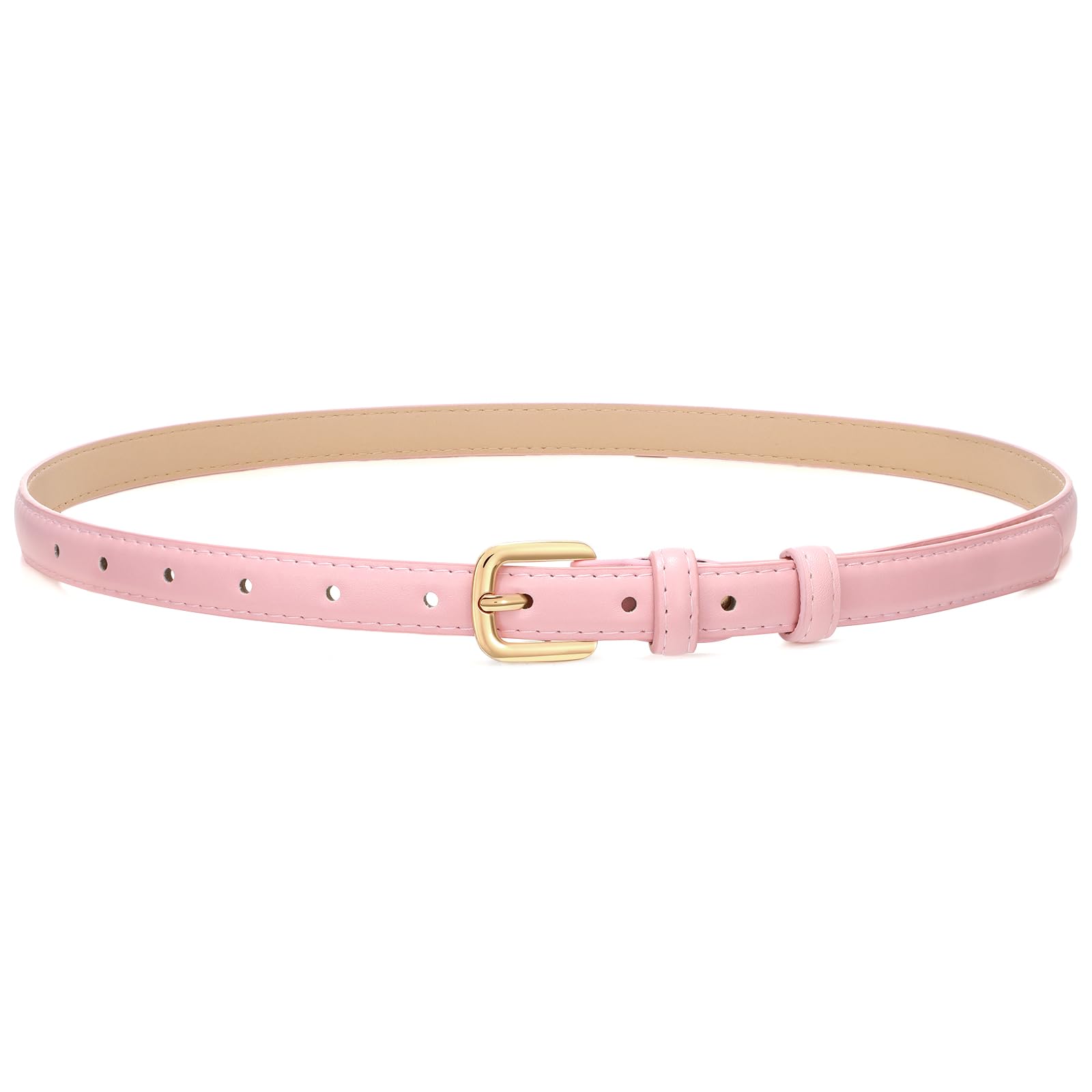 JASGOOD Women Skinny Faux Leather Belt Thin Waist Belt for Women Jeans Dress Fashion Ladies Belt with Gold Buckle