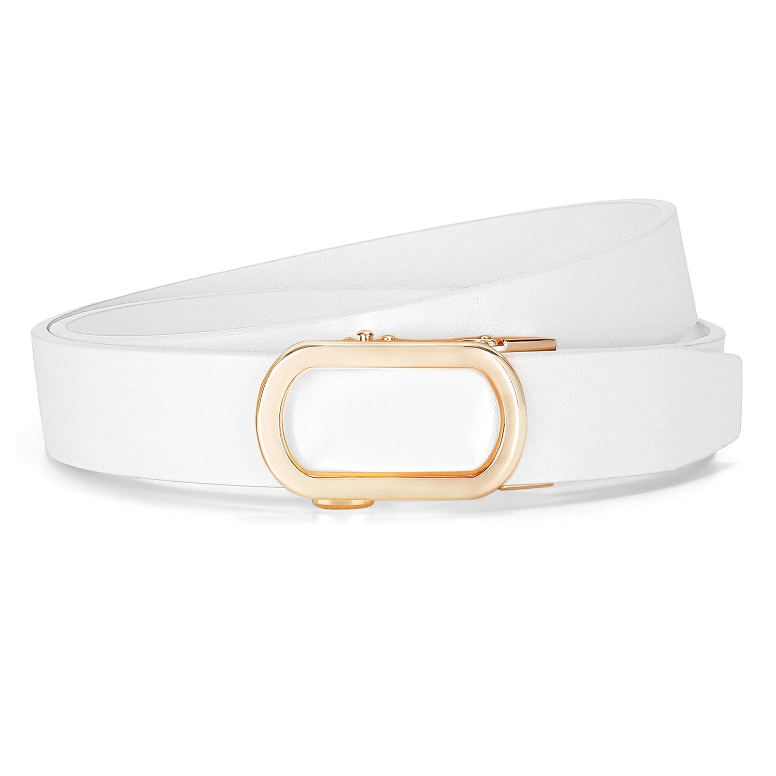 JASGOOD Women Leather Ratchet Belt for Jeans Pants Dresses Adjustable Belt with Automatic Sliding Buckle, Width 1.2" - JASGOOD OFFICIAL