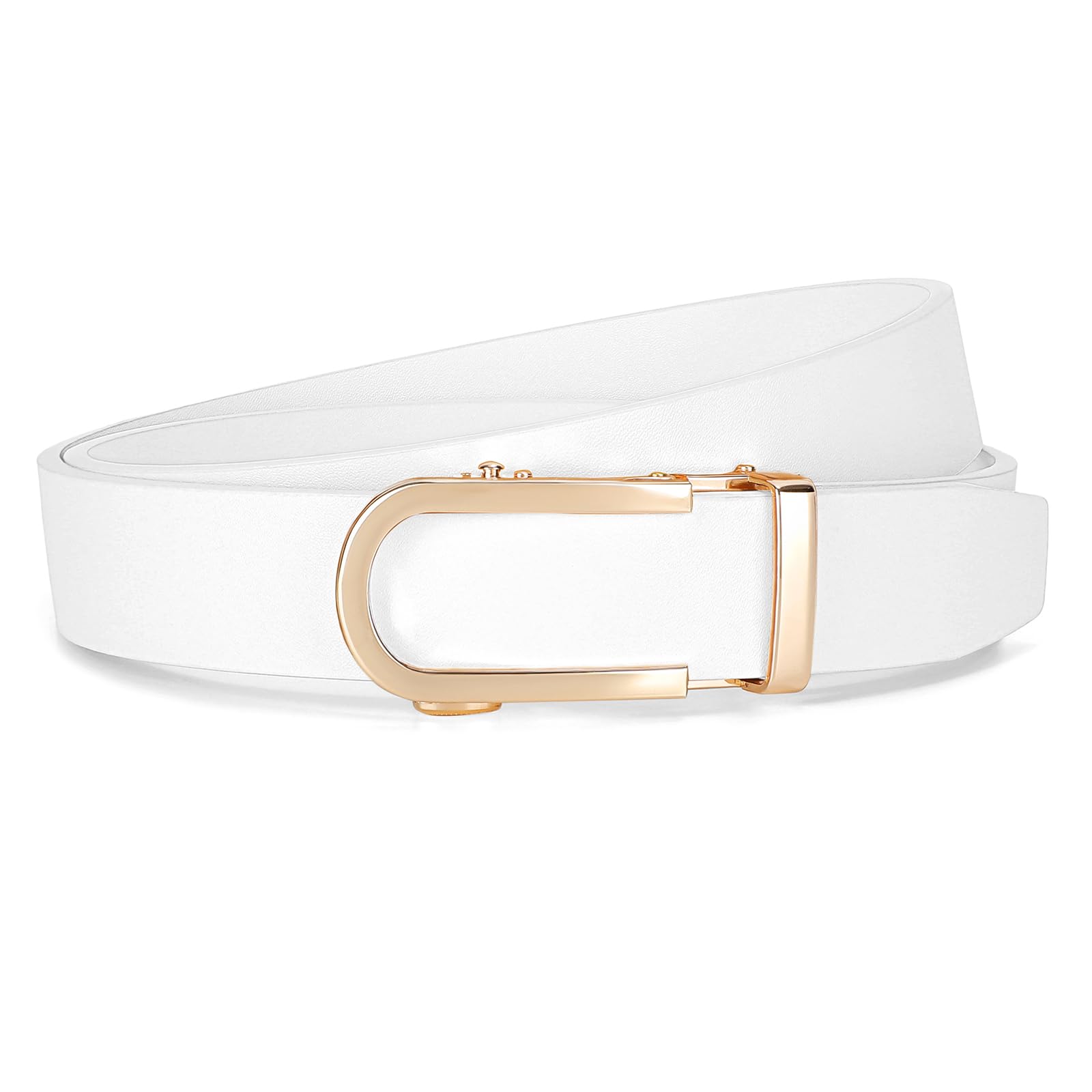 JASGOOD Women Leather Ratchet Belt for Jeans Pants Dresses Adjustable Belt with Automatic Sliding Buckle, Width 1.2" - JASGOOD OFFICIAL
