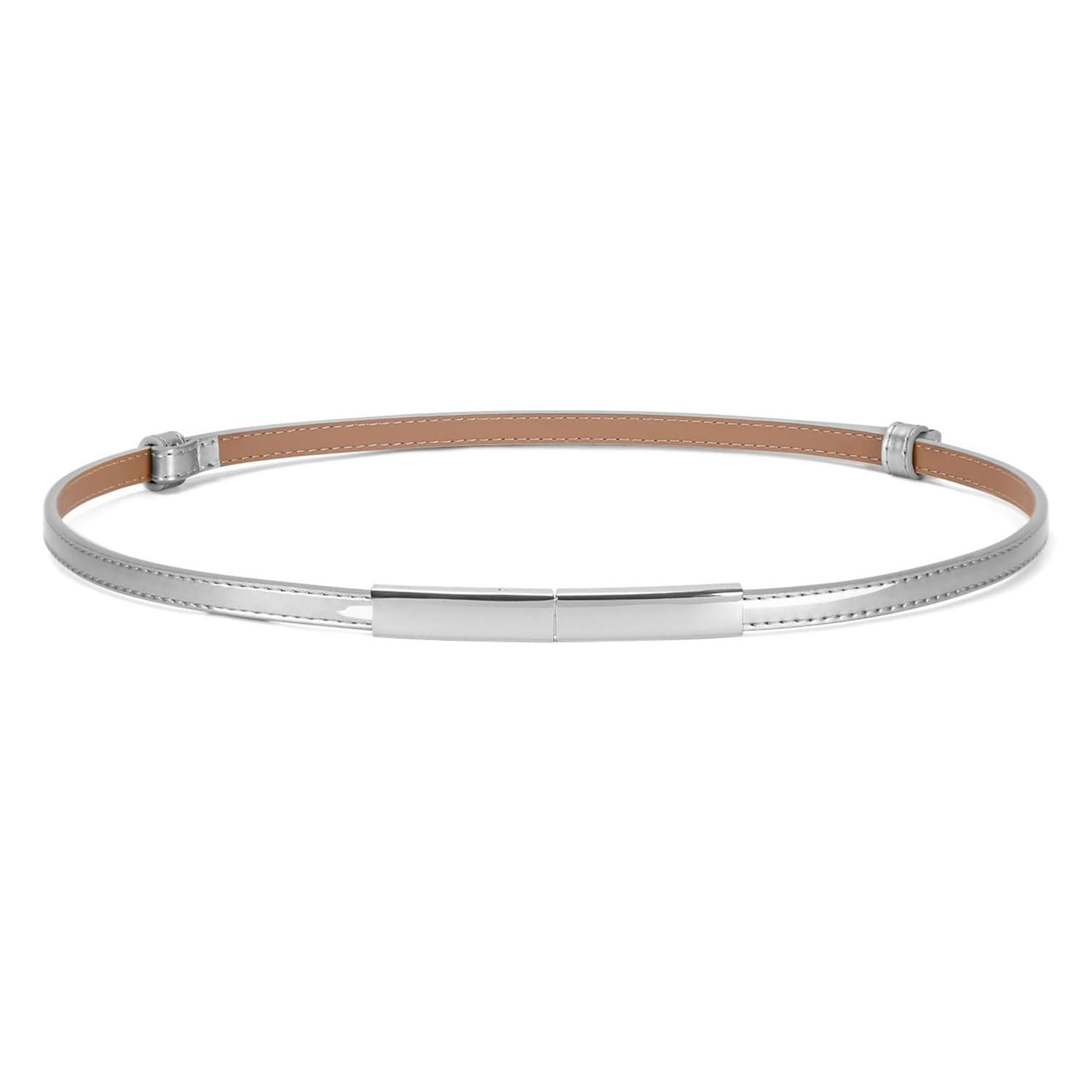 JASGOOD Women's Skinny Leather Belt Patent Ladies Thin Waist Belt for Dress with Metal Buckle