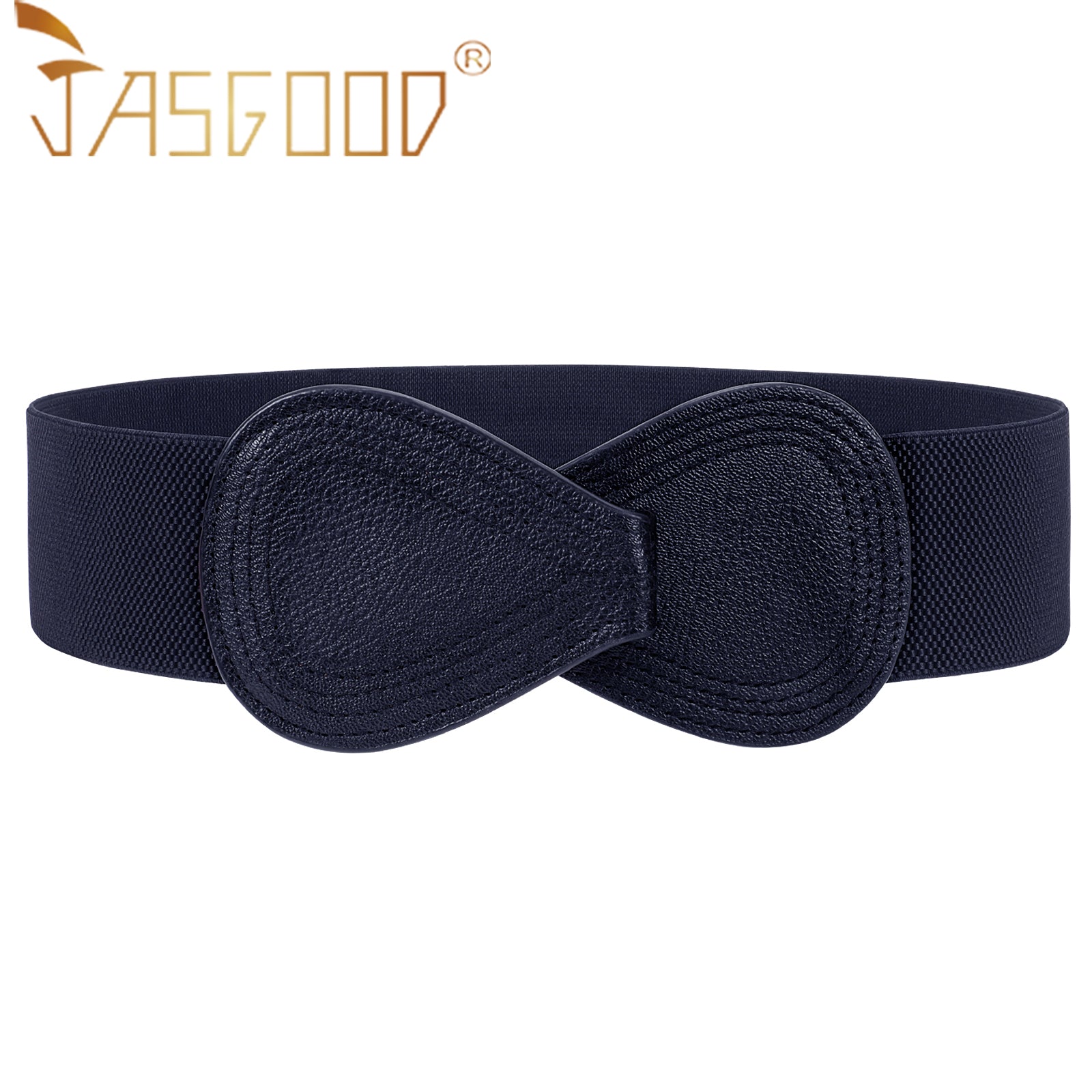 Lady Interlock Buckle 8-shaped Faux Leather Elastic Belt - JASGOOD OFFICIAL