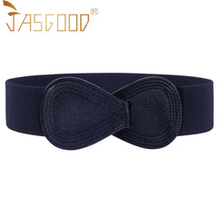 Lady Interlock Buckle 8-shaped Faux Leather Elastic Belt