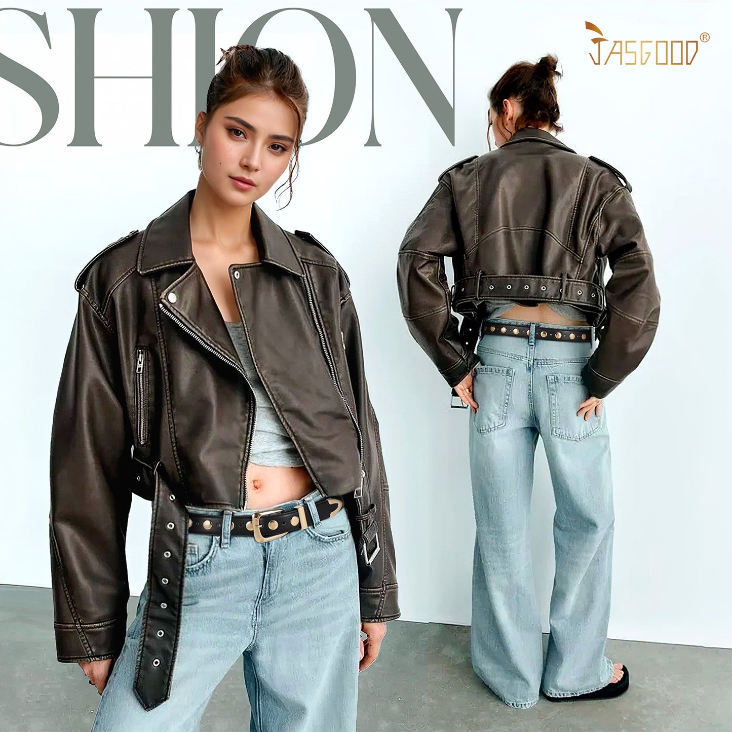 JASGOOD Women Leather Belt Fashion Studded Belt Ladies Punk Belt Vintage Leather Belt for Jeans Dress