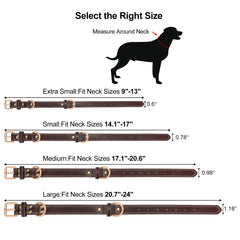 Super Soft Brown Leather Dog Collar With Strong Metal Buckle