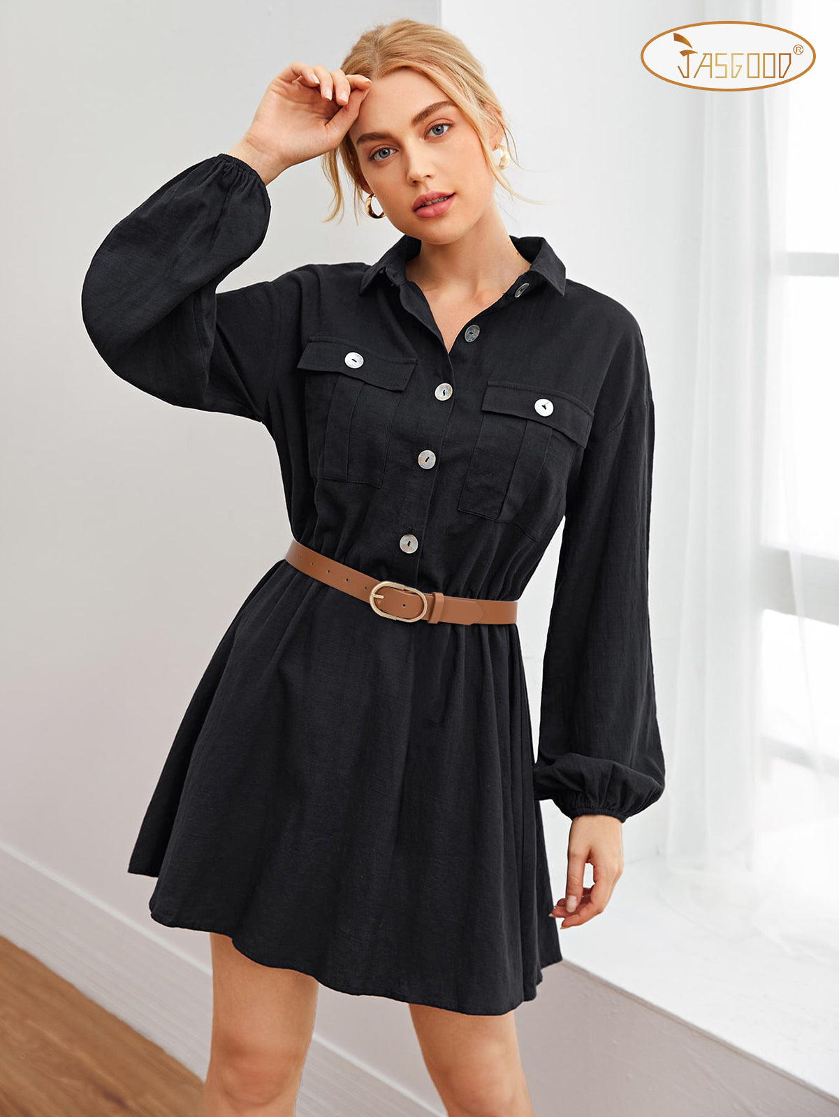 JASGOOD Women’s Leather Belts for Jeans Pants Fashion Ladies Belt with Gold Buckle