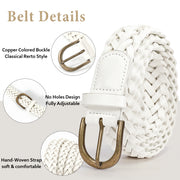 2Packs JASGOOD Women Braided Leather Belts Skinny Woven Belt for Dresses Jeans Pants