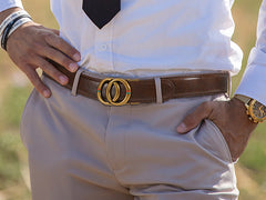 JASGOOD 1 Pack Black Brown Automatic Ratchet Split Genuine Leather Men Dress Belt